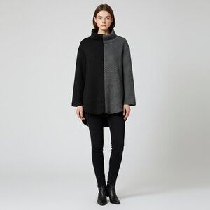 Womens Top Amma Black Hunter Green Pullover Turtleneck Quilted Size S NWT